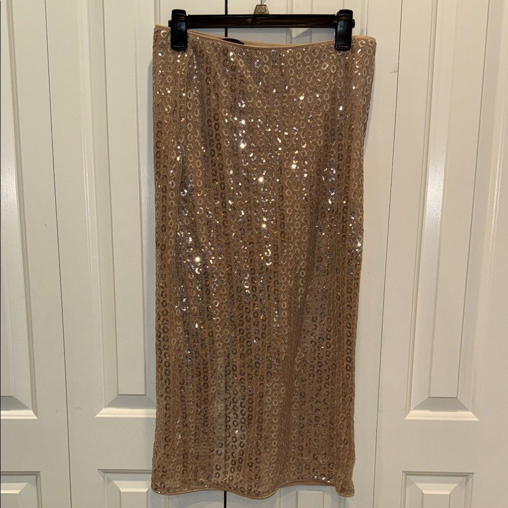 Kenneth Cole Sequin Pencil Skirt in Tan